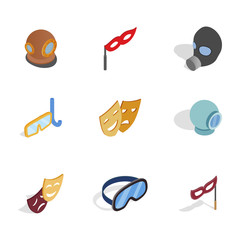 Mask icon set, isometric style