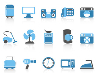 blue color series home devices icon set