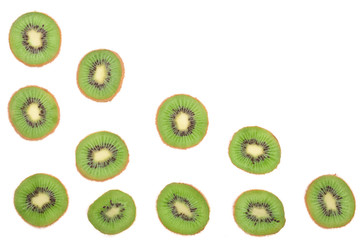 Fototapeta premium sliced kiwi fruit isolated on white background, with copy space for your text. Top view