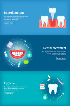 Dental clinic 3 cartoon banners set vector illustration