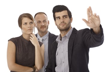 Business team looking at a view