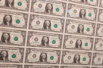 Rows of Dollar Banknotes in Line, Business Theme