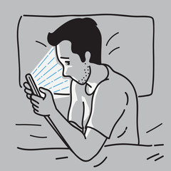 Smartphone addiction on bed