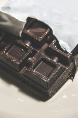 Chocolate block. Dark chocolate.