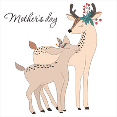 A small deer with her mother. Mother's day