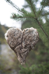 Leather heart shape in the forest