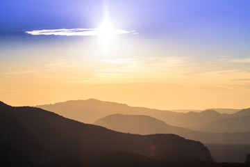 Sunset in mountains