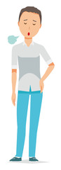 Fototapeta premium Illustration that a man wearing a short sleeve shirt sighs