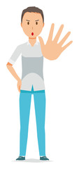 Illustration of a man wearing a short-sleeved shirt