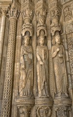 Détail du portail de la cathédrale Saint-Étienne à Bourges, Cher, France