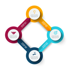 Vector circle element for infographic. Template for cycle diagram, graph, presentation and round chart. Business concept with 4 options, parts, steps or processes. Abstract background.