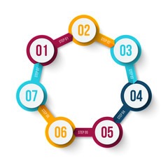 Vector circle element for infographic. Template for cycle diagram, graph, presentation and round chart. Business concept with 7 options, parts, steps or processes. Abstract background.