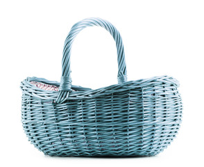 Obraz premium Empty wicker basket isolated on white