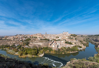 Fototapeta na wymiar Panoramic view of Toledo in Spain with the river Tagus