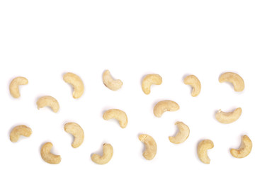 cashew nuts isolated on white background with copy space for your text. top view. Flat lay pattern