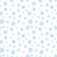 Seamless winter background with snowflakes. Holiday Christmas pattern. Merry Christmas and Happy New Year.