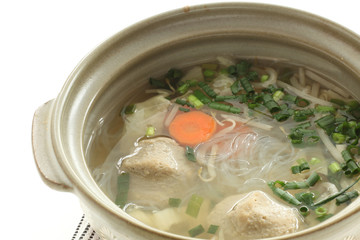 asain food, glass noodles and fish ball