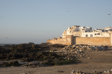 Fototapeta na wymiar Historical walled town of Essaouria, on the coast of Morrocco - Early morning