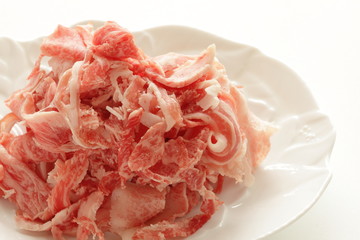 Japanese marble beef sliced on dish