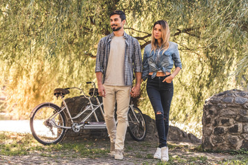 Couple resting in park