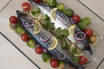 Fototapeta na wymiar cooking mackerel fish