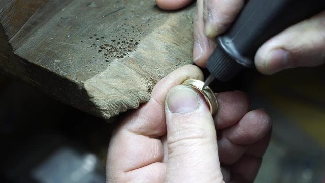 Jeweler work with gold