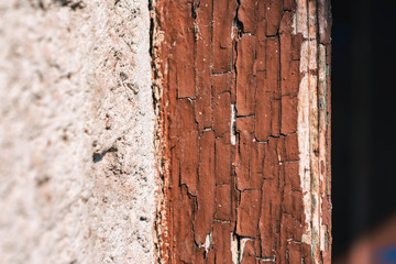 Texture Of Crumbling Brown Paint On Edge Of Old Door