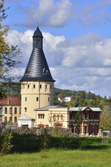 Lautex-Wasserturm und Feuerwehrhaus in Neugersdorf