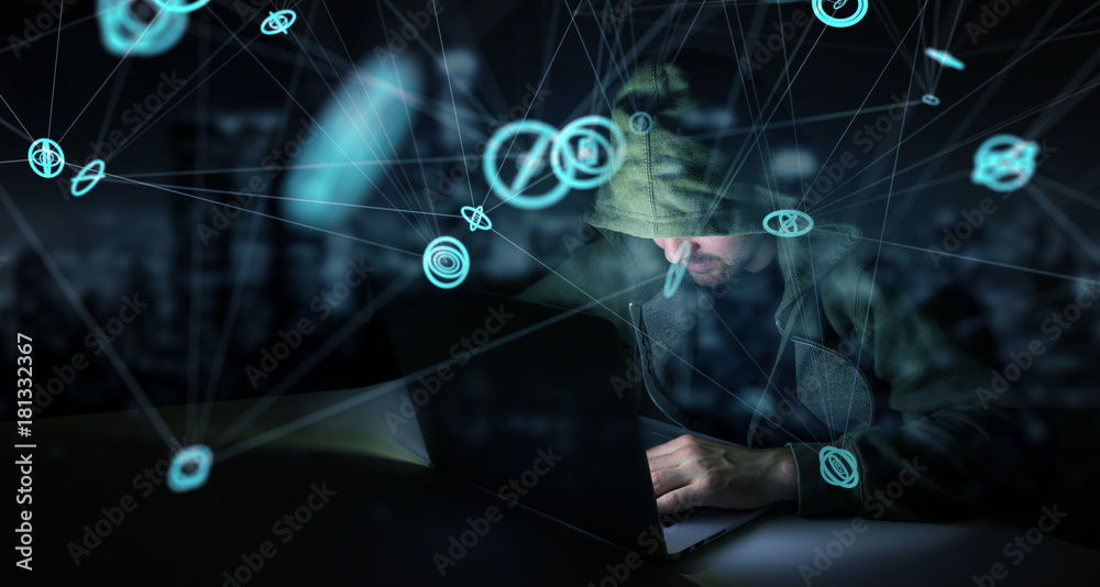Fototapete Hacker accessing to personal data information with a computer 3D rendering