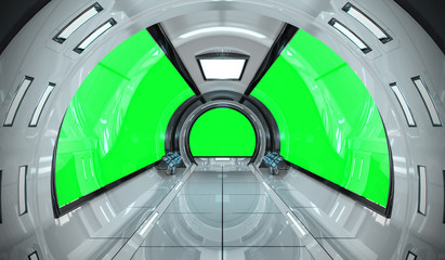 Spaceship bright interior with 3D rendering