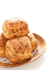 Home bakery bread on wooden plate