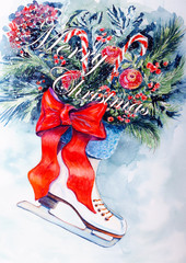 Skates with red ribbons