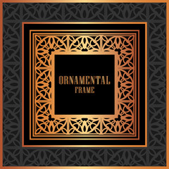 Vintage ornamental luxury background with golden frame. Template for design. Vector illustration