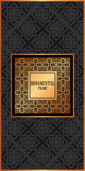 Vintage ornamental luxury background with golden frame. Template for design. Vector illustration