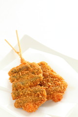 Japanese food, bread crumbs and asparagus deep fried Kushiage