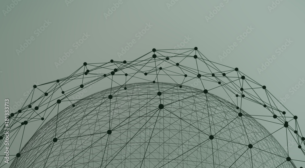 Poster abstract polygonal space light background with connecting dots and lines. plexus effect. 3d render