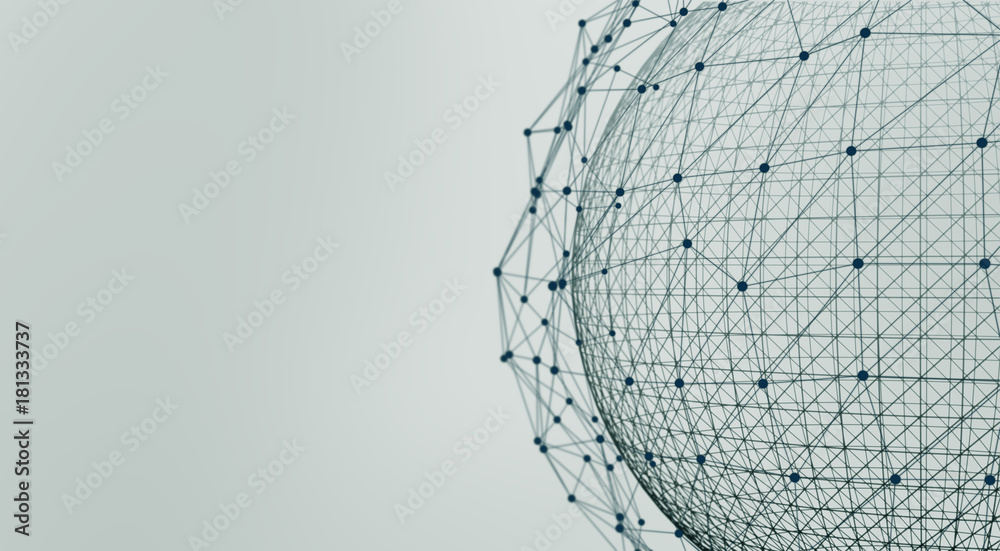 Aufkleber abstract polygonal space light background with connecting dots and lines. 3d render