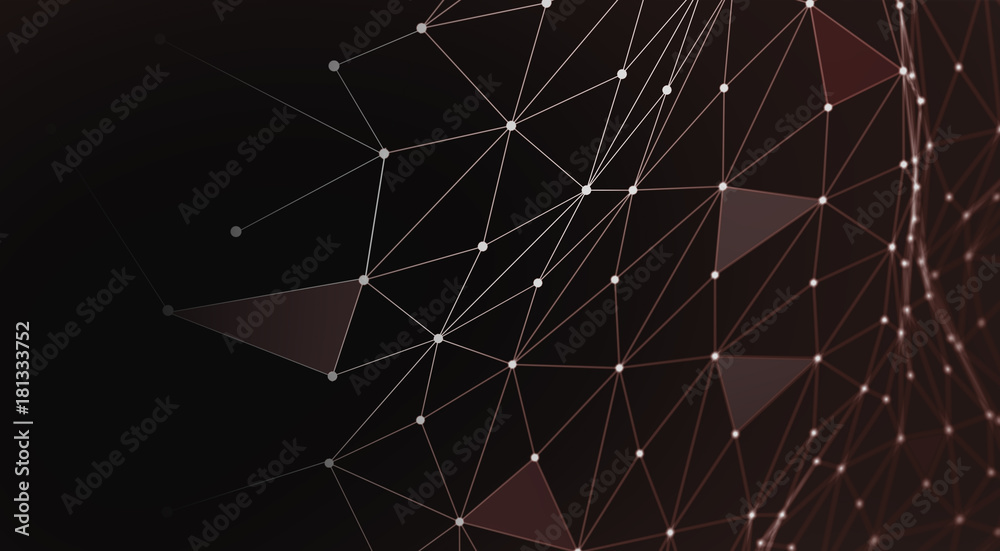 Poster abstract polygonal space light background with connecting dots and lines. plexus effect. 3d render