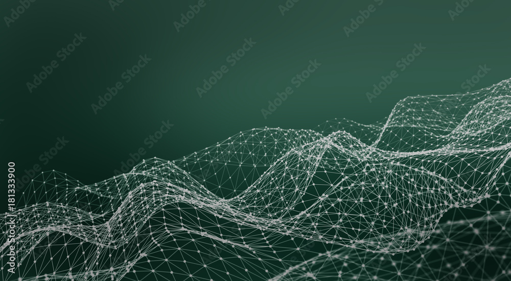 Poster abstract polygonal space light background with connecting dots and lines. plexus effect. 3d render