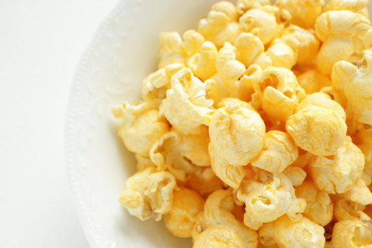 butter and salted popcorn for snack food image