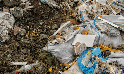 Garbage on the ground. Environmental pollution. Grunge