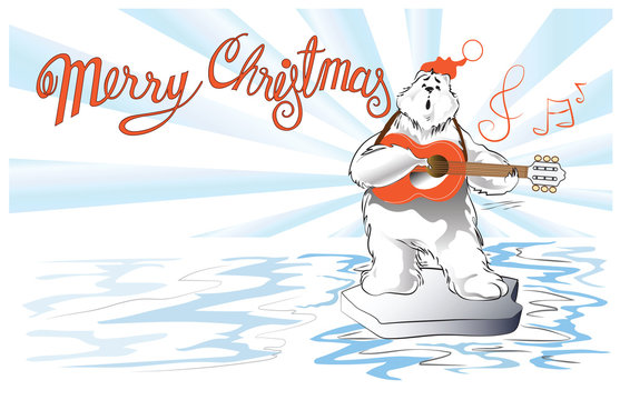Christmas and New year background by Polar Bear