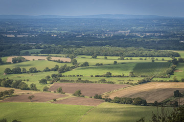 Beautiful landscape of the English countryside with meadows and fields taken near the South Downs. 