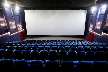 Free blue comfortable seats in the cinema imax