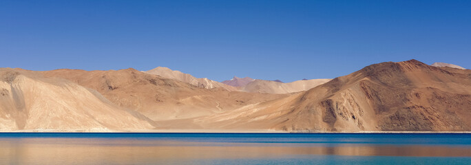 Landscape image of Pangong lake and mountains view background