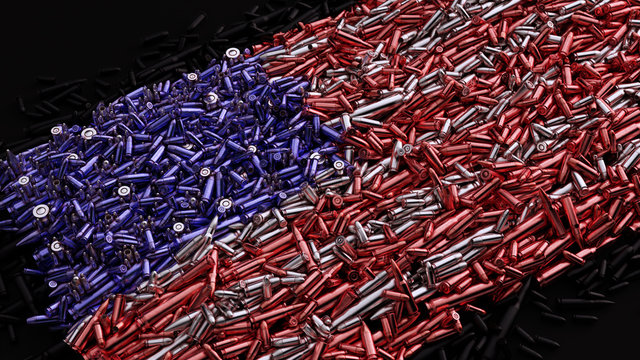 USA Flag formed out of bullets 