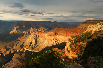 Beautiful sunset at Bright Angel Point, Grand Canyon, Arizona, USA. 
