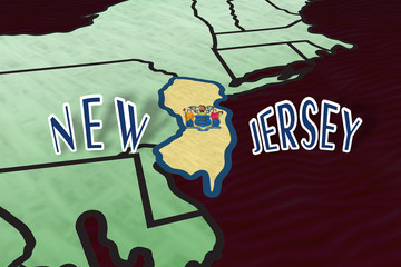New Jersey State Illustration in perspective USA map