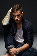Model test of handsome man  at studio © borysenko