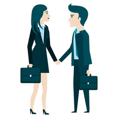 businesspeople with portfolio avatars characters